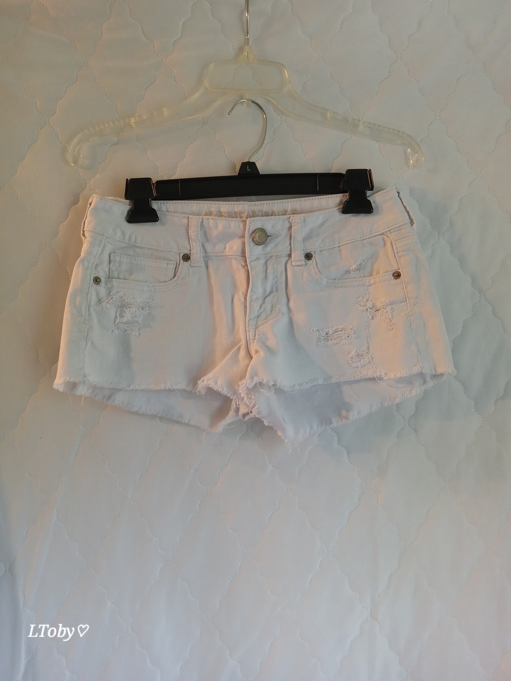 American Eagle Outfitters White Distressed Denim Cutoff Shorts
